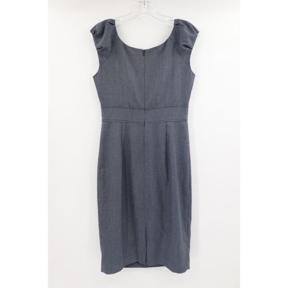 Rebecca Taylor Women's Size 6 Back Zip Cap Sleeve Floral Neck Sheath Dress Gray - Picture 5 of 14